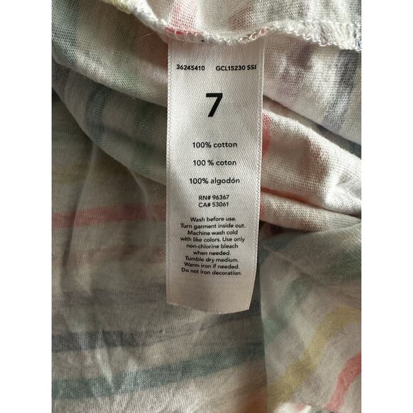 OshKosh B'Gosh Girls Multicolor Bright Stripe Tank Peplum Top Size 7 - Picture 4 of 4